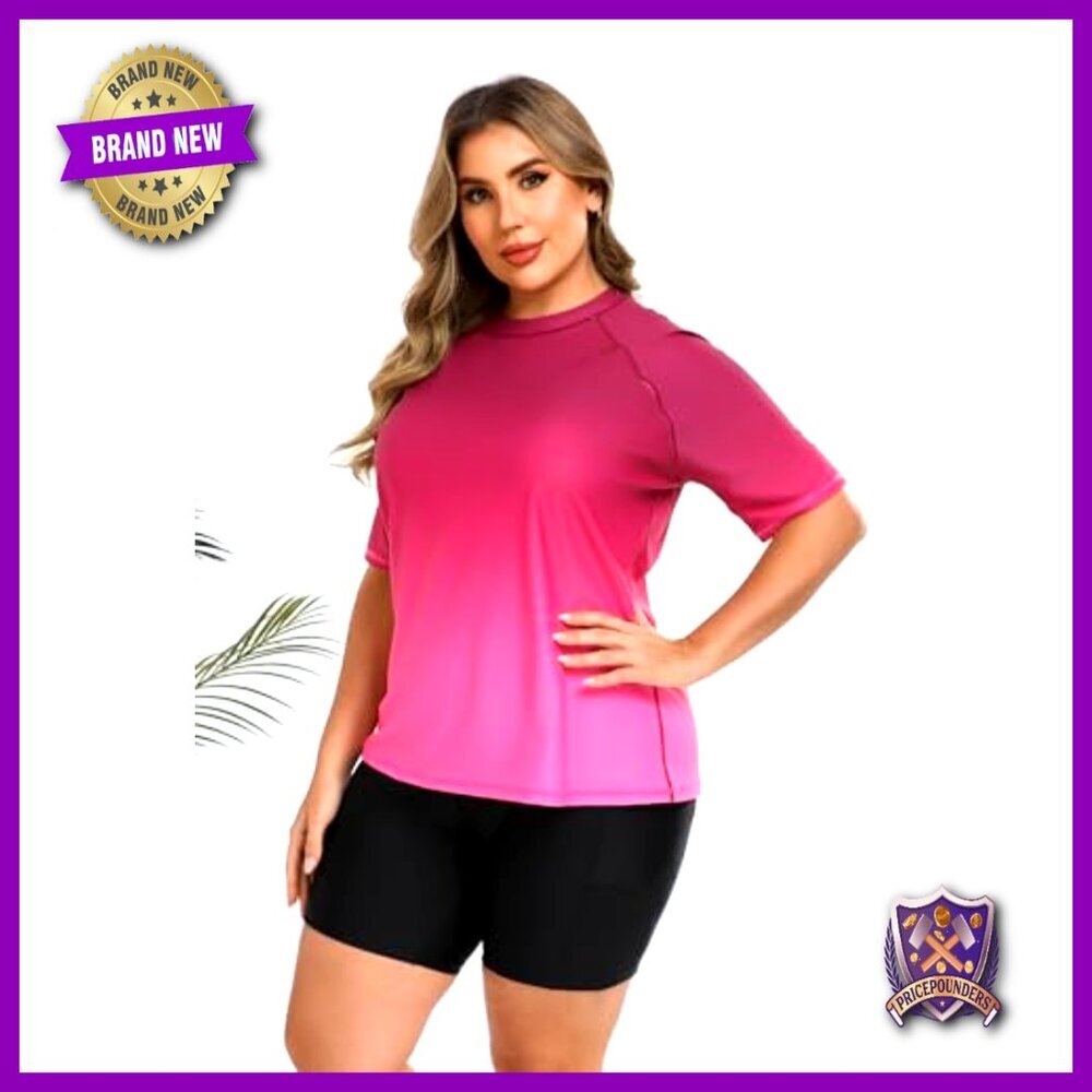 Plus Size Rash Guard Set with Built-In Bra and Pockets - Picture 3 of 7